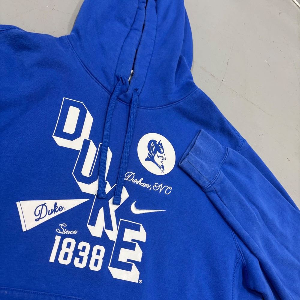 Nike Duke Blue Devils Hoodie Mens Large Royal Blue Graphic Sweatshirt Durham NC
